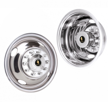 16" 10 Lug 4 Hand Hole For 1988-1998 Ford F-450 Polished Stainless Wheel Simulators - Set of 4