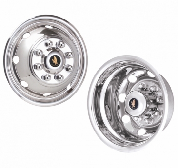 16" 8 Lug 8 Hand Hole For 1992-2007 Ford E-350 Polished Stainless Wheel Simulators - Set of 4