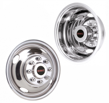 16" x 6.5" 8 Lug for 2003-2025 GMC G-3500 GM Licensed Polished Stainless Wheel Simulators - Set of 4