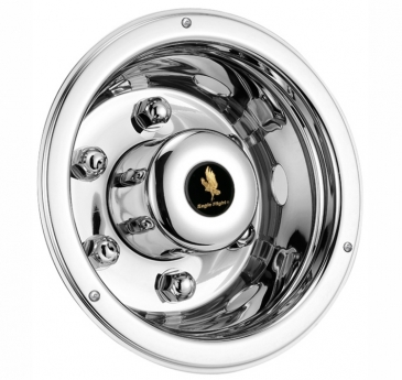 17.5" Universal Polished Stainless Wheel Simulators with Ring Mount Retention - Rear Set