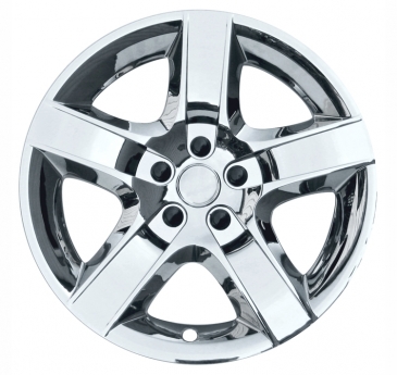 17" Chrome ABS 5 Spoke Wheel Cover With 5 Black Lug Nuts