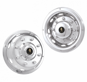 17.5 Universal Polished Stainless Wheel Simulators with Ring Mount  Retention - Rear Set 