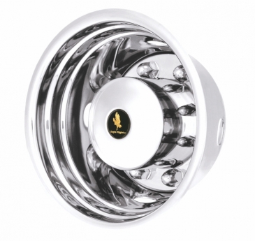 19.5" x 6.75" 8 Lug (20mm Studs) 4 Hand Hole Polished Stainless Bolt On Wheel Simulators - Rear Set