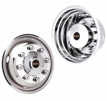 19.5" x 6.75" 8 Lug For 2003-2010 GMC C-5500 GM Licensed Polished Stainless Wheel Simulators - Set of 4